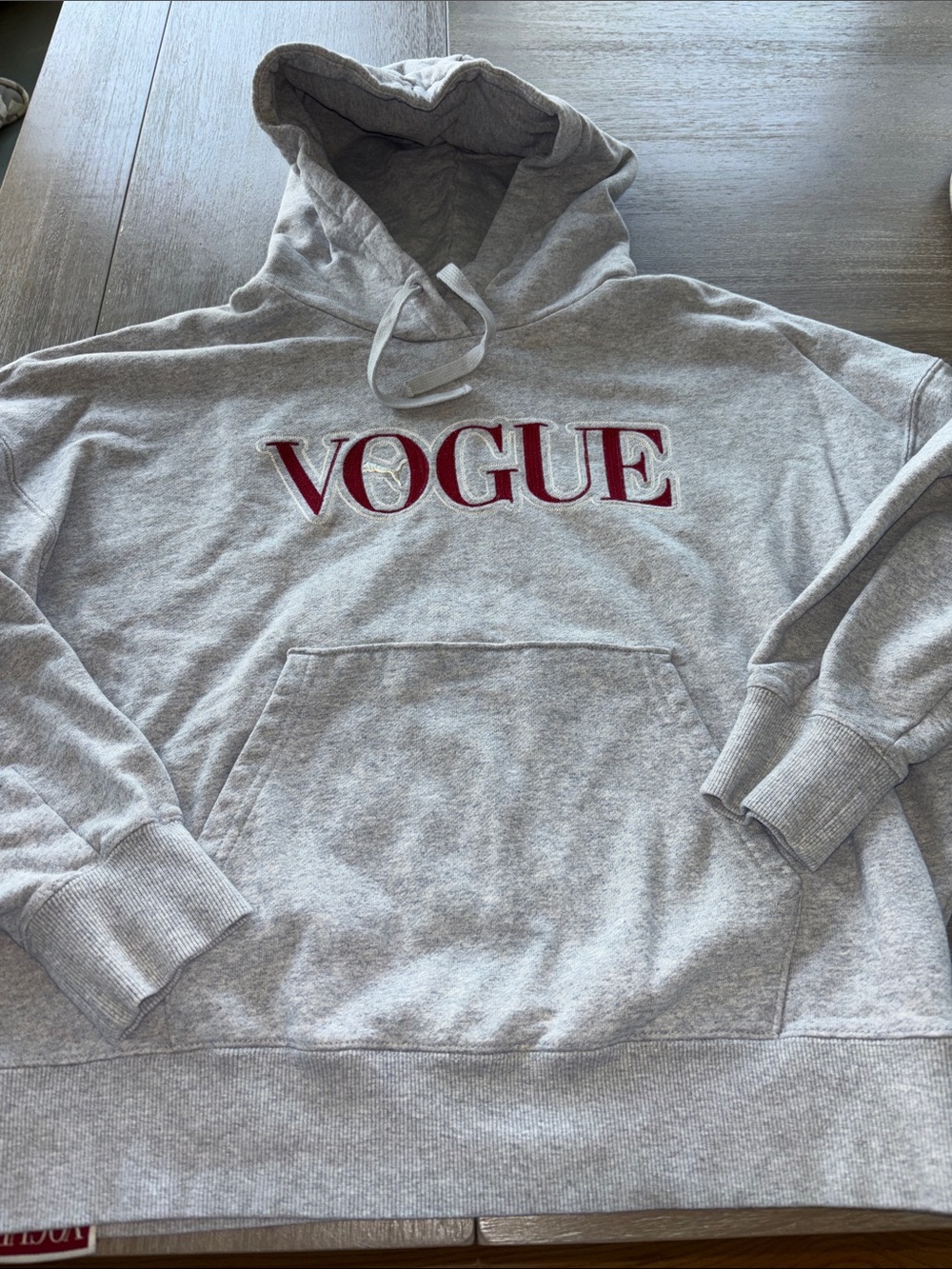 PUMA X Vogue Grey Hoodie with Red Logo